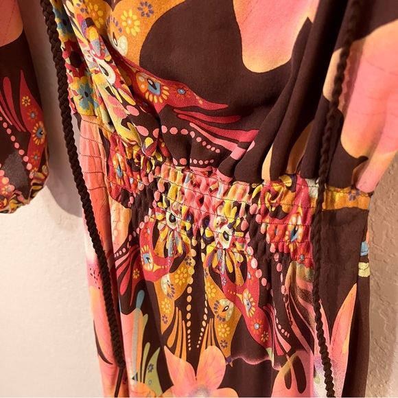 Tibi Silk Dress Floral Long Sleeve Boho Maxi Size 2 - Picture 2 of 7